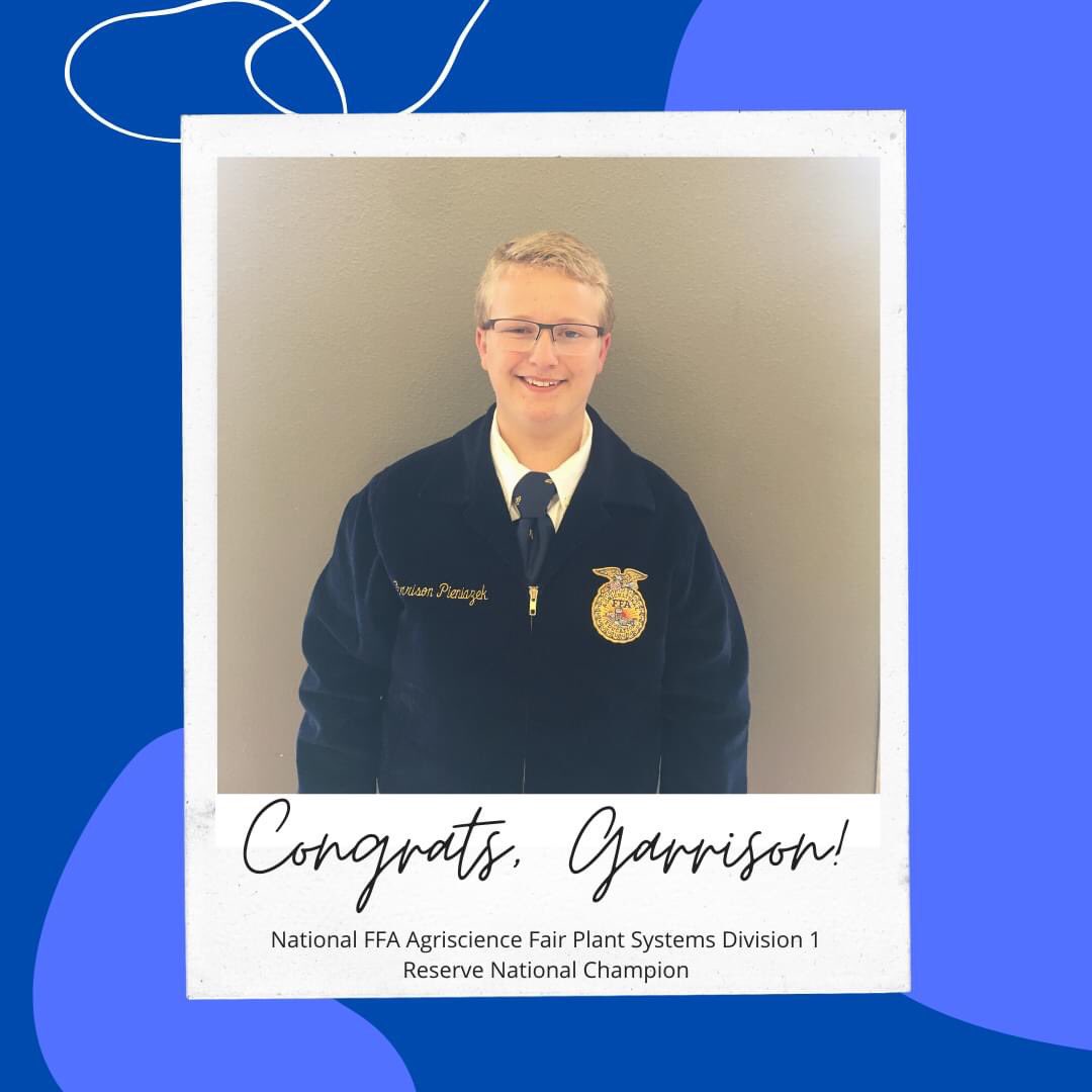krum_ffa's tweet photo. 🎉Congratulations🎉 to Garrison Pieniazek today he was named the Reserve National Champion in the National FFA Agriscience Fair Plant Systems Division 1! 🏆 #krumproud https://t.co/GbUqUrd8iT