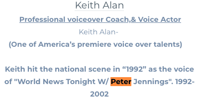 Misspoken's tweet photo. .@abc @abcnews @ABCNewsPR This guy claims that he's "The Voice of ABC News" and that he was "The voice of ABC World News Tonight w/ Peter Jennings 1992-2002" Even uses your logo and a badly written "endorsement" from Diane Sawyer to sell his coaching. Are any of his claims TRUE? https://t.co/y7Ug4Jgfx9