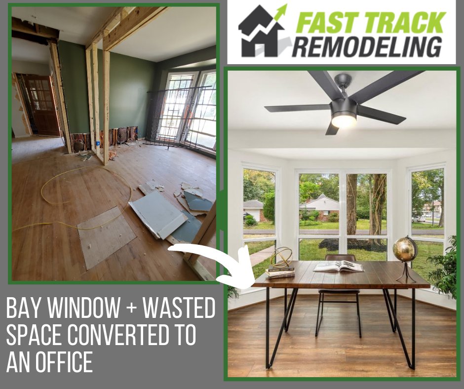 fasttrackremod's tweet photo. Check out our latest project that hit the market yesterday! We turned a wasted space with beautiful bay windows into the perfect office with barn doors for privacy. View more awesome before an after transformations at https://t.co/1aSAn9glPG. 
#houstonrealestate https://t.co/urt5DiUtD9