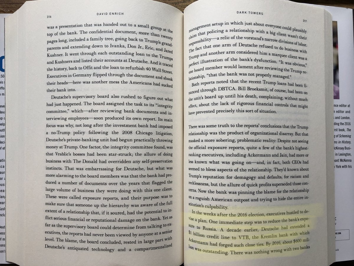 1. Why did DB release collateral on a Trump loan the day after the 2016 election?It might be coincidence.But recall that DB swung into cleanup mode post-election. It sold a big Russian loan. It banned staff from publicly saying “Trump.” It considered modifying Trump’s loans.