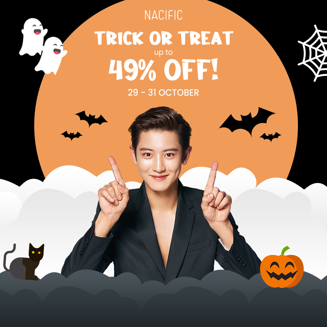 nacificcos's tweet photo. 🎃 Happy Halloween! 🎃⁣
⁣
Enjoy your Halloween treats! Get up to 49% OFF on our selected products!⁣
⁣
Hurry, discount only applies from 29 to 31 October 2020!⁣
⁣
#nacific #nacificcosmetics #nacificindonesia #halloween #specialprice #discount https://t.co/BnYDH0OBdd