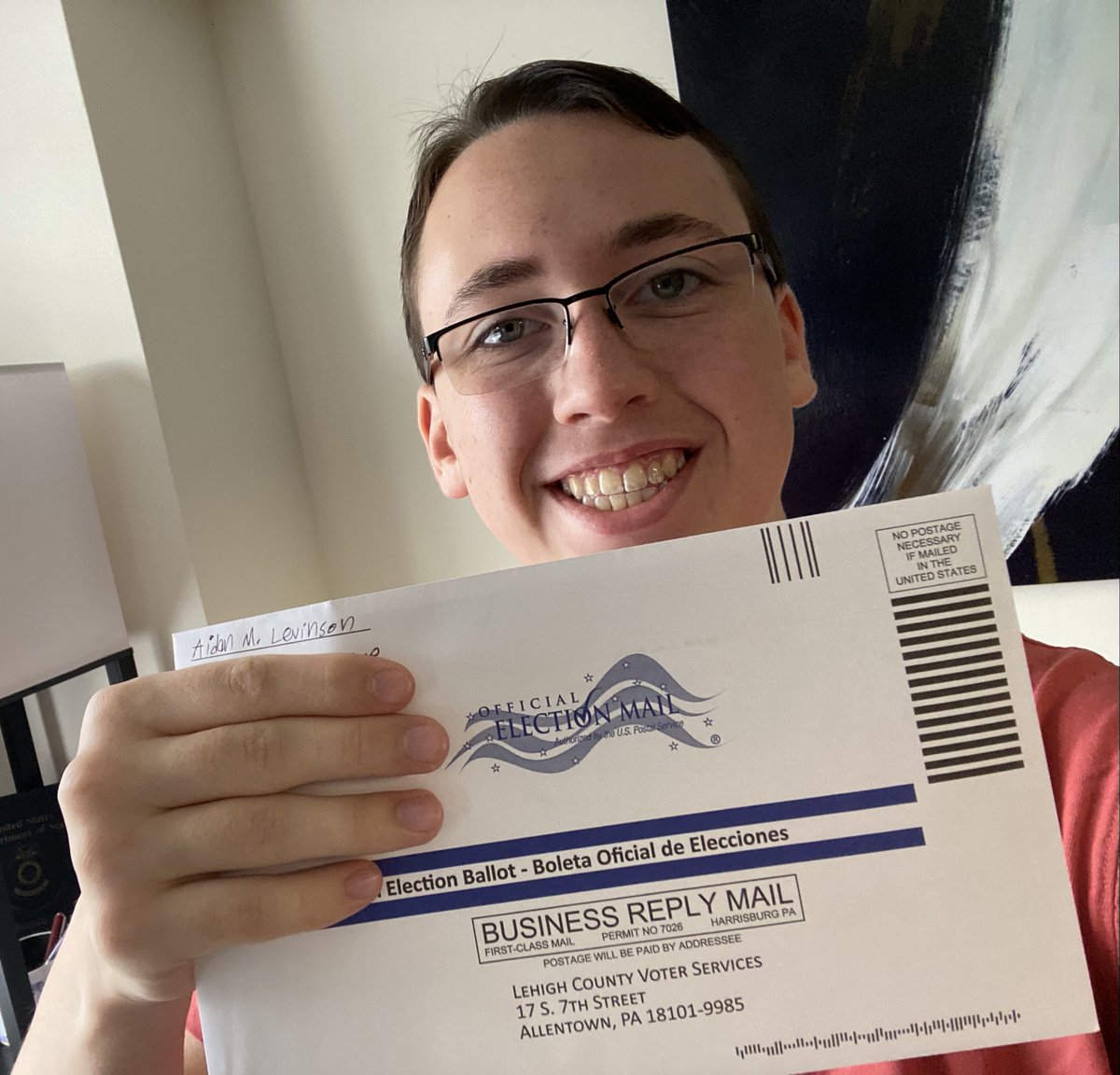 AUSineInstitute's tweet photo. .@LegitAidanL, chair of the Sine Student Associate Committee, is voting by mail! He tells Sine: "Having a plan means your vote will be counted &amp; your constitutional rights fulfilled. With a pandemic, it makes it all the more important." Share your plan with us using #MyVotingPlan https://t.co/ShyOQGGMQ3