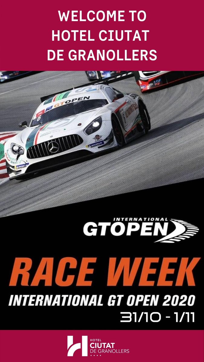 CiutatHotels's tweet photo. El próximo fin de semana llega al Circuito la GT OPen. Y lo hace con la emoción añadida de clausurar el campeonato y por tanto de 
Desde #HotelCiutatdeGranollers damos la bienvenida a todos los pilotos y equipos a nuestras instalaciones.

#CiutatHotels #Circuit #Motor #GTOPen https://t.co/Cg3ZMesIsL