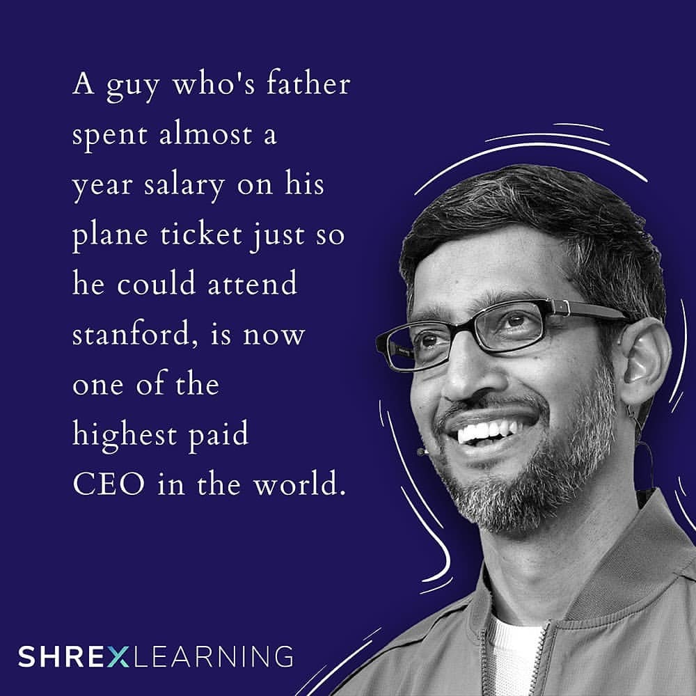 ShrexLearning's tweet photo. It is important to follow your dreams and heart. Do something that excites you.
#shrexlearning #sundarpichai https://t.co/kMSkllKbi8