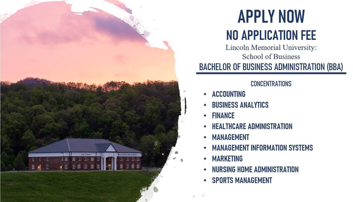 LMU_Business's tweet photo. 👨‍🎓First-Time College Students:
Apply Now for the Spring 2021 Semester! 
LMU's BBA prepares students with foundational concepts in business. You also can choose a special area of concentration!

⭐️The application is 100% free!

Email joy.williams@lmunet.edu for more info! https://t.co/z0ETTvBd9G