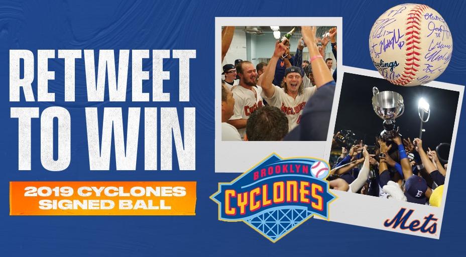 MetsPlayerDev's tweet photo. RT this and 𝕗𝕠𝕝𝕝𝕠𝕨 us for your chance to win a 2019 @BKCyclones team signed ball from their championship season. #LGM #Mets #RTtoWin #Sweepstakes #Prize #Giveaway #Freebie #Win https://t.co/17kGs7WWBI