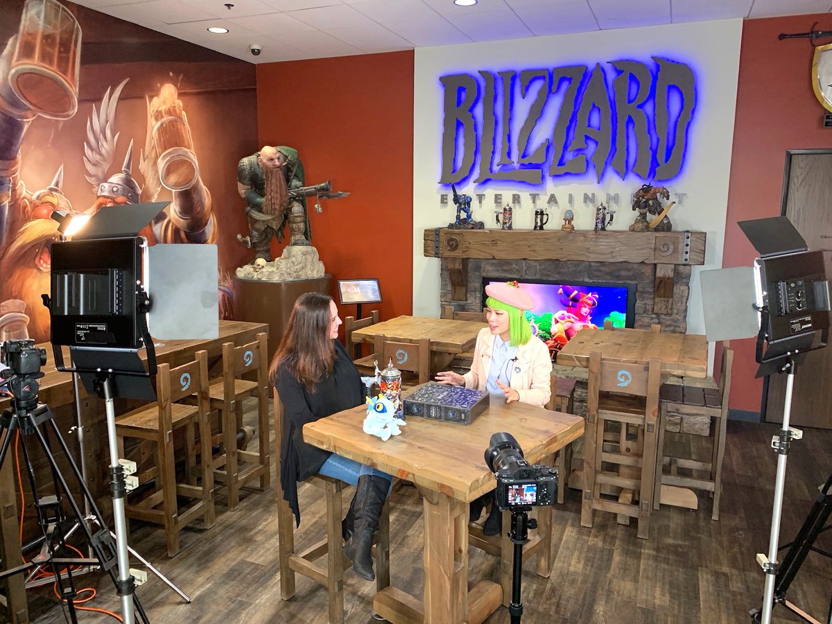 sitting in blizzard tavern with equipment set up