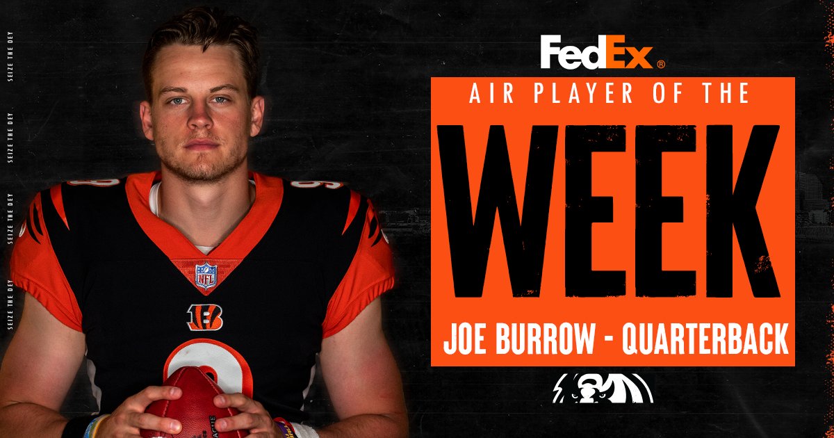 Not your average rookie ‼

<a href="/JoeyB/">Joey Burrow</a> is your <a href="/FedEx/">FedEx</a> Air Player of the Week.