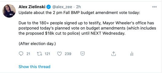 alex_zee's tweet photo. Hi, deleted this tweet bc it's not accurate: the PPB budget amendment is for a $18 MILLION cut &amp; the decision is not set in stone. It'll be on ALL city commissioners today to decide if they want to delay the vote until next Wed.

I also hate deleting tweets, so know it's f'real. https://t.co/GWUmzaLeLq