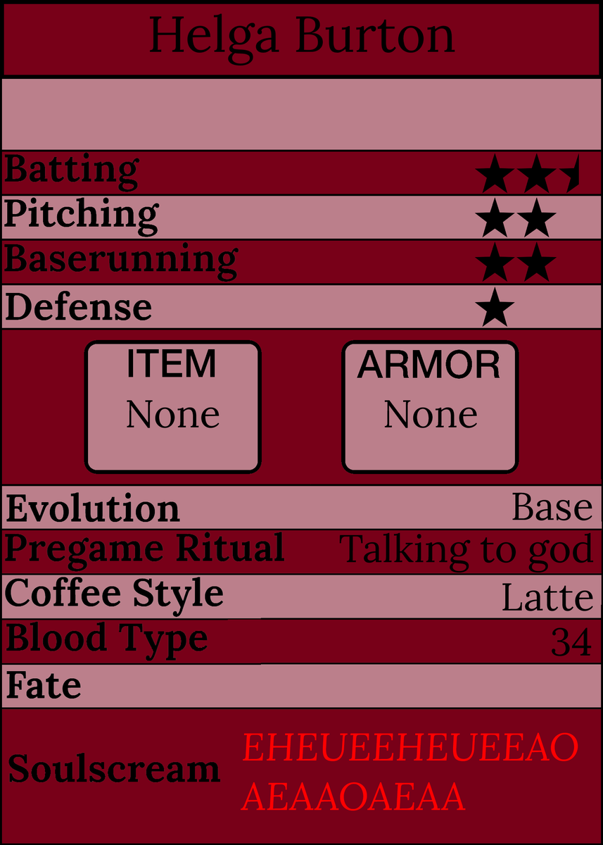 Day 9 - Helga Burton #blaseball