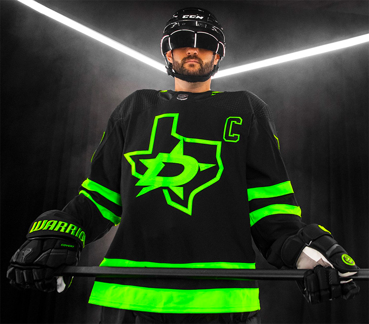 Chris Creamer  SportsLogos.Net on X: The Dallas Stars new Blackout  third uniform, inspired by the Dallas skyline, designed with Texas in mind.  More pics and details here:    / X