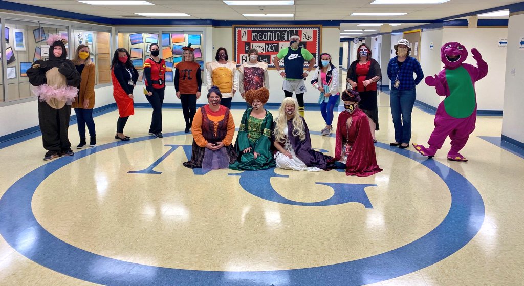 Masks just aren't for the pandemic this time of year! It's Halloween Spirit Day here <a href="/McGuffey_MS/">McGuffeyMS</a>. In celebration of Red Ribbon Week today was "Drugs are scary!" What a "spook"tacular crew we have here in the Middle School! 🎃💀👻