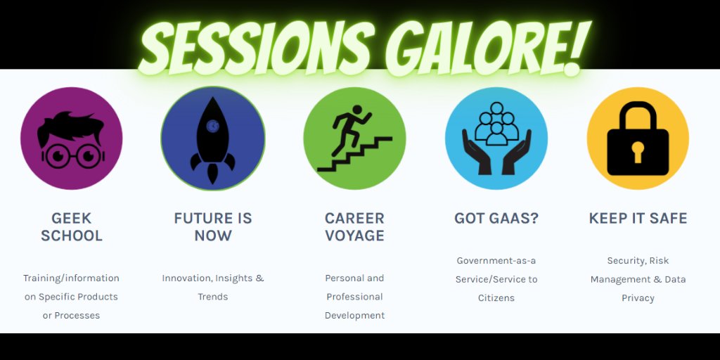 GOVITSym's tweet photo. Did you know we have 5 different session tracks this year?! With over 15 sessions in each track, this is some seriously good content 🤪Save your spot at https://t.co/EE2UiVgMzl. #GovITSym #2020conference #innovation #education https://t.co/9KmzaFCgdh