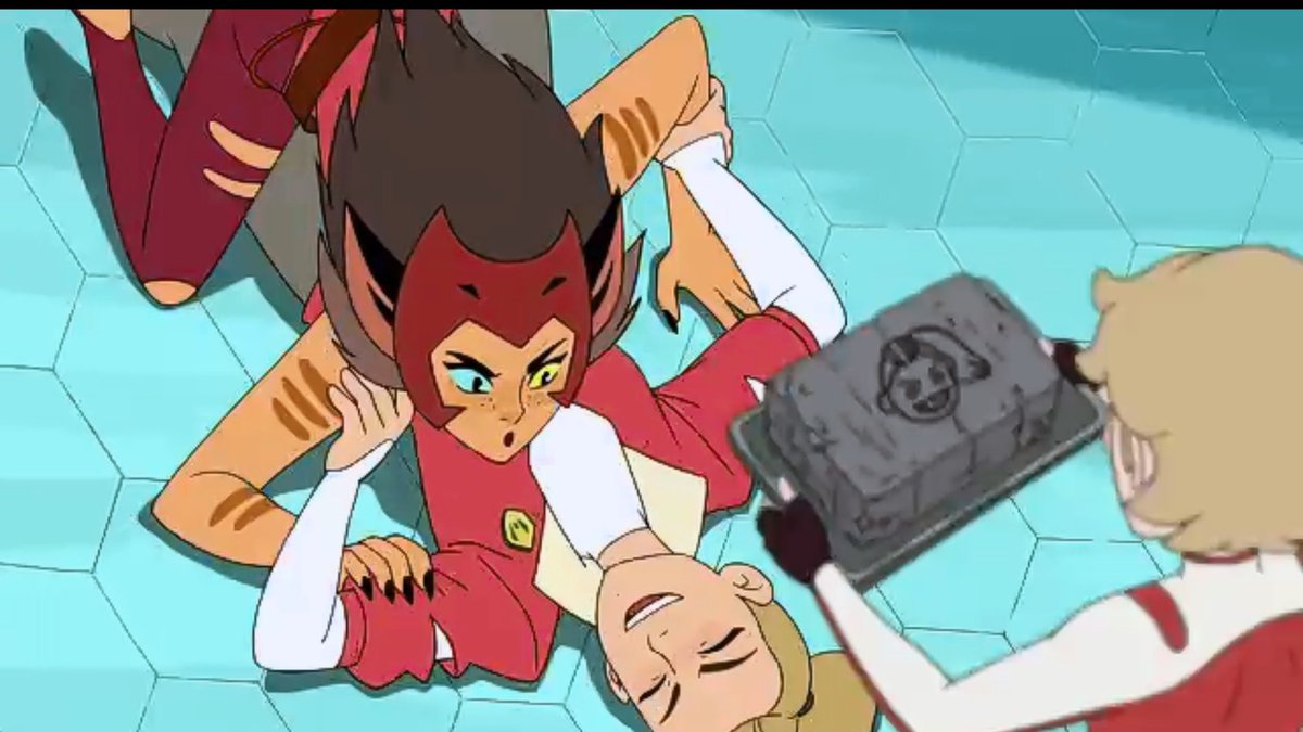 Season 3"This is not because I like you" 30: In the Portal reality which is based off of everyone's desired life Catra celebrates Adora's promotion with a ration cake31: In this reality she isn't in charge, She's simply content with Adora at her side.