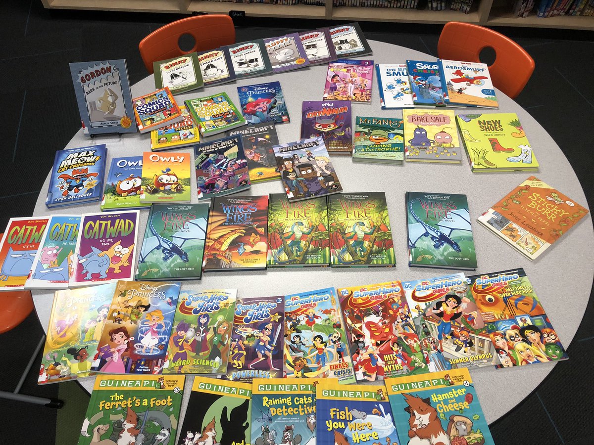 IRCStacey's tweet photo. Look at all these new books!! Mr. Livingston hid a golden ticket in one of the books. Who will find the lucky book?!?! @cherokeeirc @IRCBreen @MrLlivingston https://t.co/x5kyPQwm4b