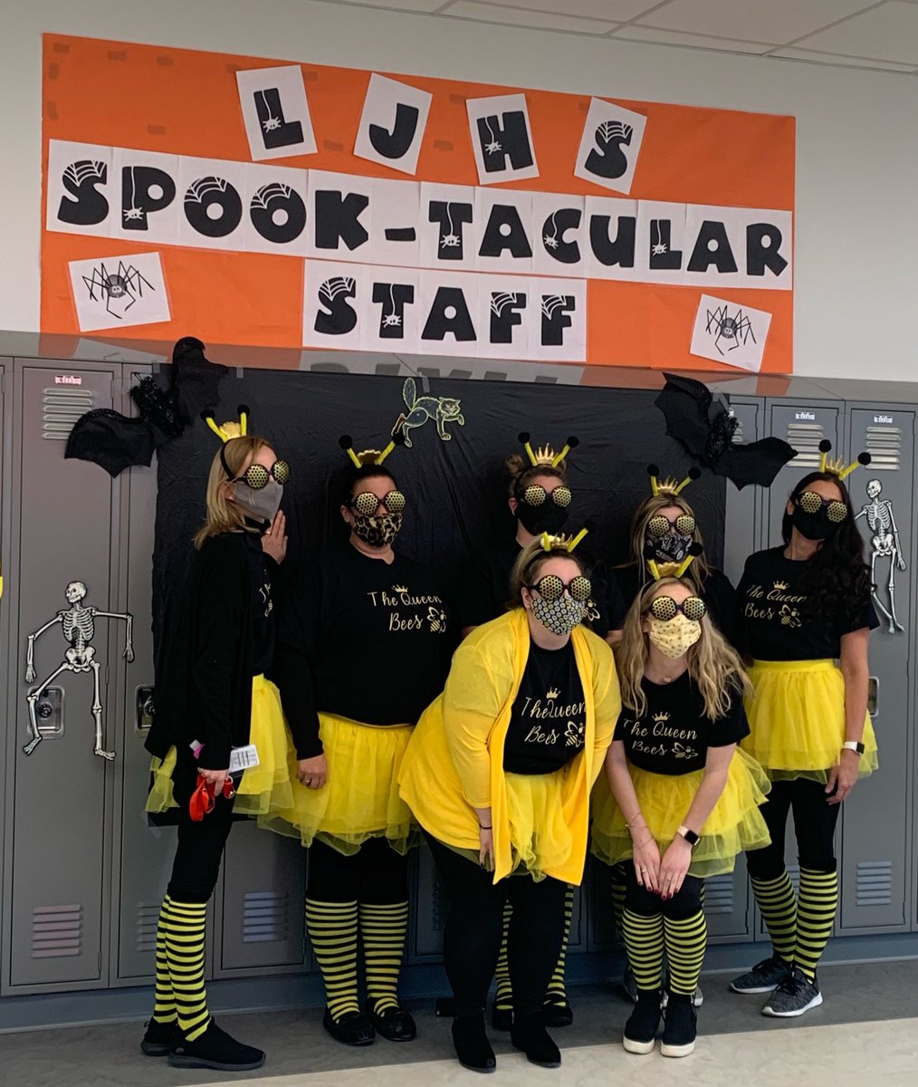 Miss_Snooks111's tweet photo. UnBEElievably grateful to work with this amazing team of Queen Bees! Vote for your Team 7B Teachers in this year’s costume contest!🐝💛 #LJHPatriotPride https://t.co/rHbUD0yLJZ