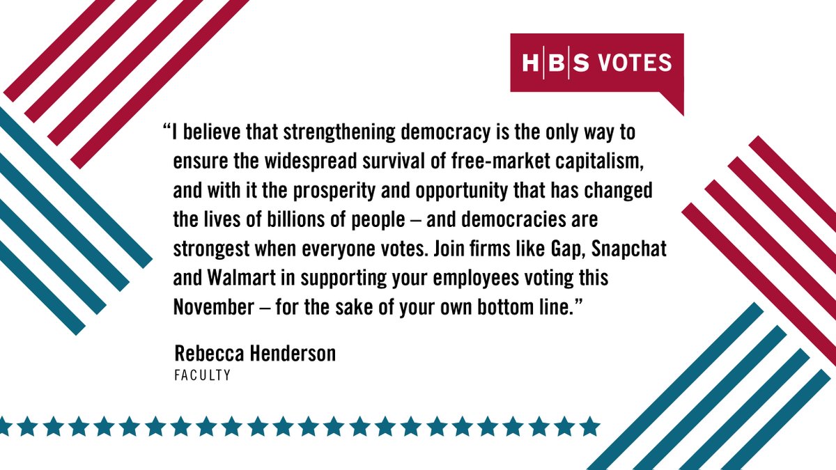"I believe that strengthening democracy is the only way to ensure the widespread survival of free-market capitalism." —@RebeccaReCap
With the #election less than a week away, reflect on the role that #business leaders have in sustaining #democracy: https://t.co/oGsTJndqYg https://t.co/0genNwx48K