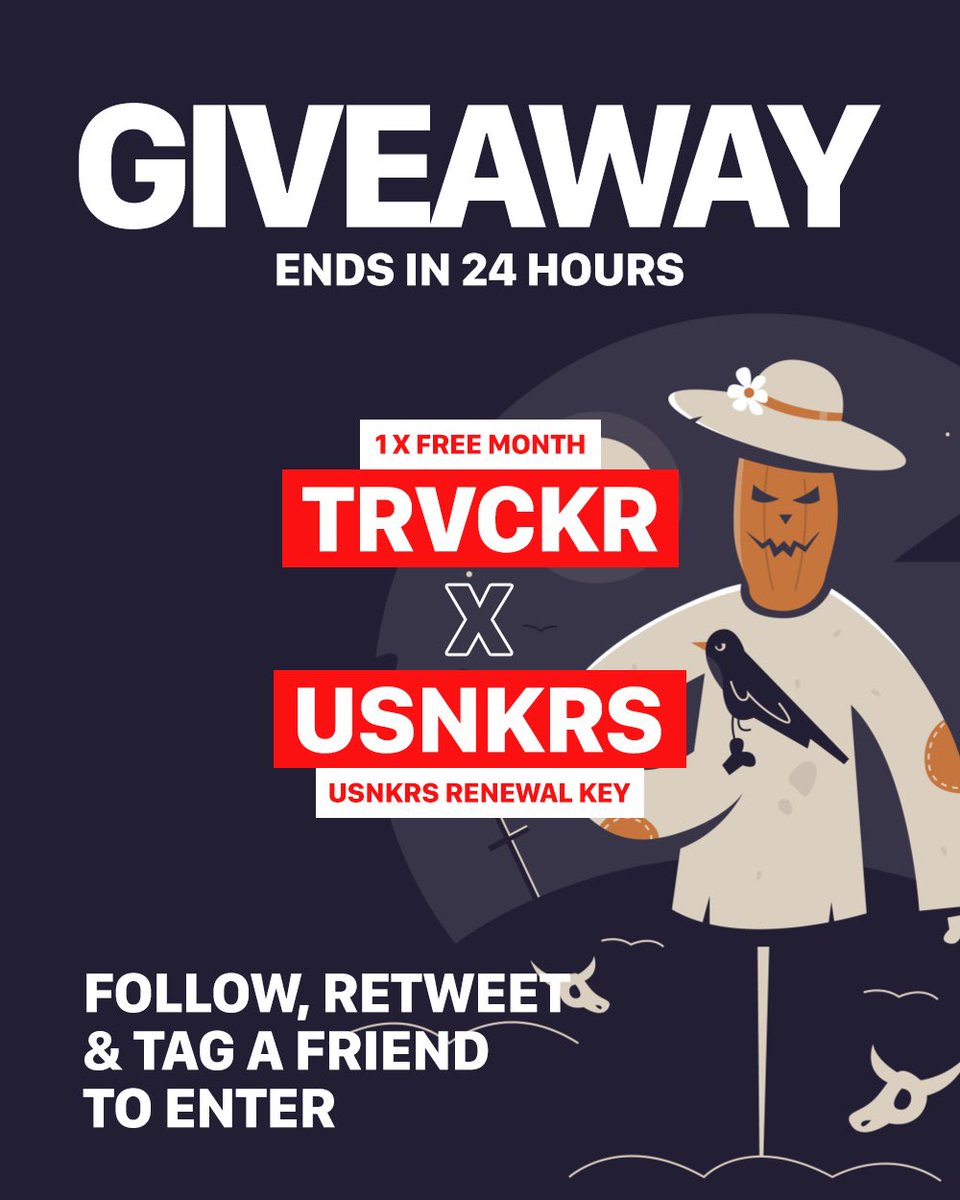 💀🎃👻 GIVEAWAY 💀🎃👻

With our long term group partner @trvckr

Prizes:

1 x Free Month
1 x uSNKRS Renewal Key

To enter simply:

💀 Follow both accounts: <a href="/utools_/">uTools</a> @trvckr 
🎃 RT this tweet
👻 Tag a friend

Ends in 24 hours!