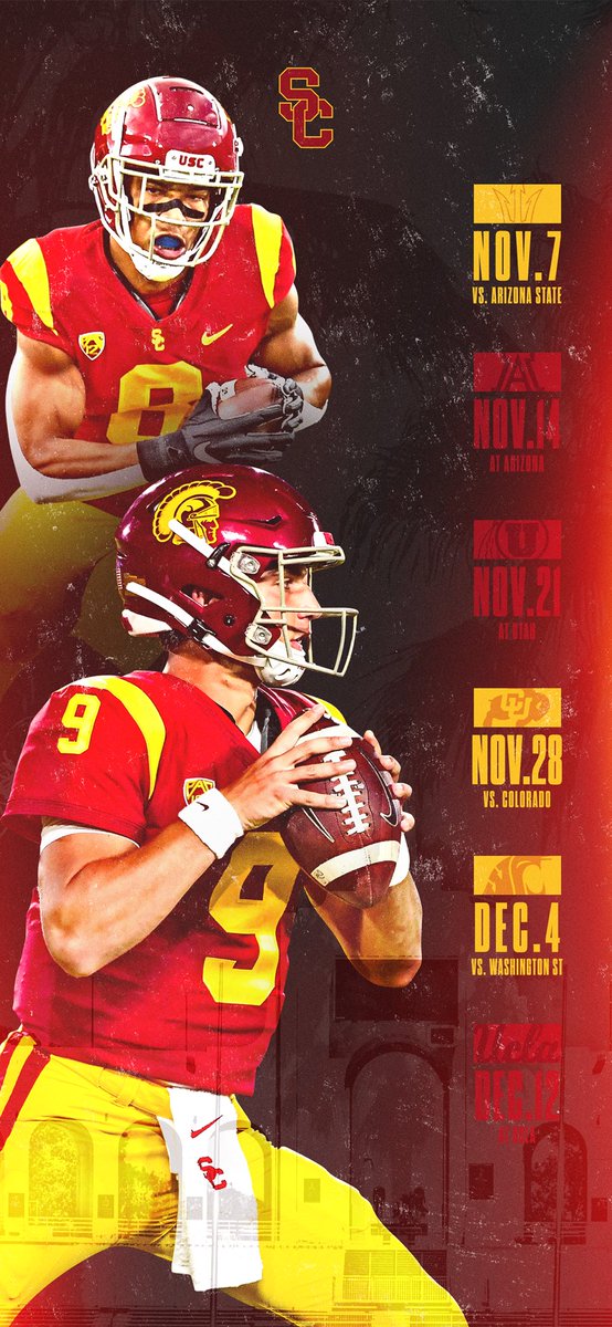 USC_Athletics's tweet photo. Lock in that schedule. It’s @USC_FB season. 

#FightOn | #WallpaperWednesday https://t.co/0iYdWueA39