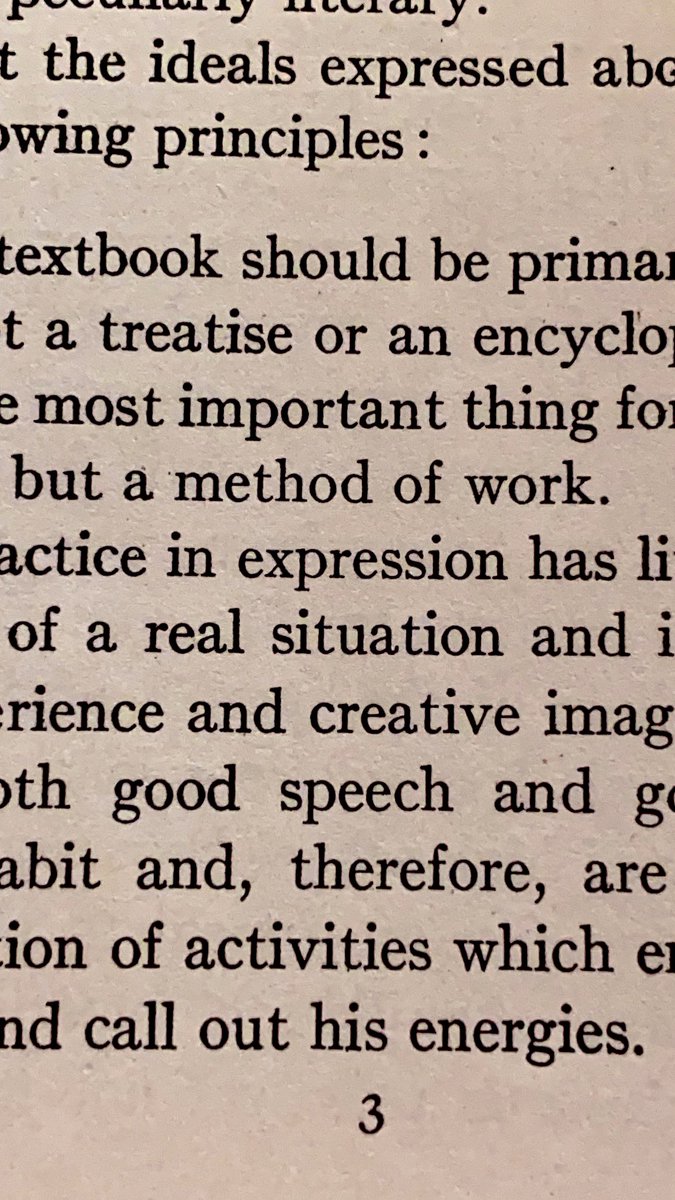 “Practice in expression has little value unless it grows out of a real situation and involves genuine personal experience and creative imagination” from“Practical English for High Schools” 1916! Glad my <a href="/launch_sde/">LAUNCH in Elmbrook</a> teaching partner <a href="/LindsaySkatrud/">Lindsay Skatrud</a> is making me read for class!