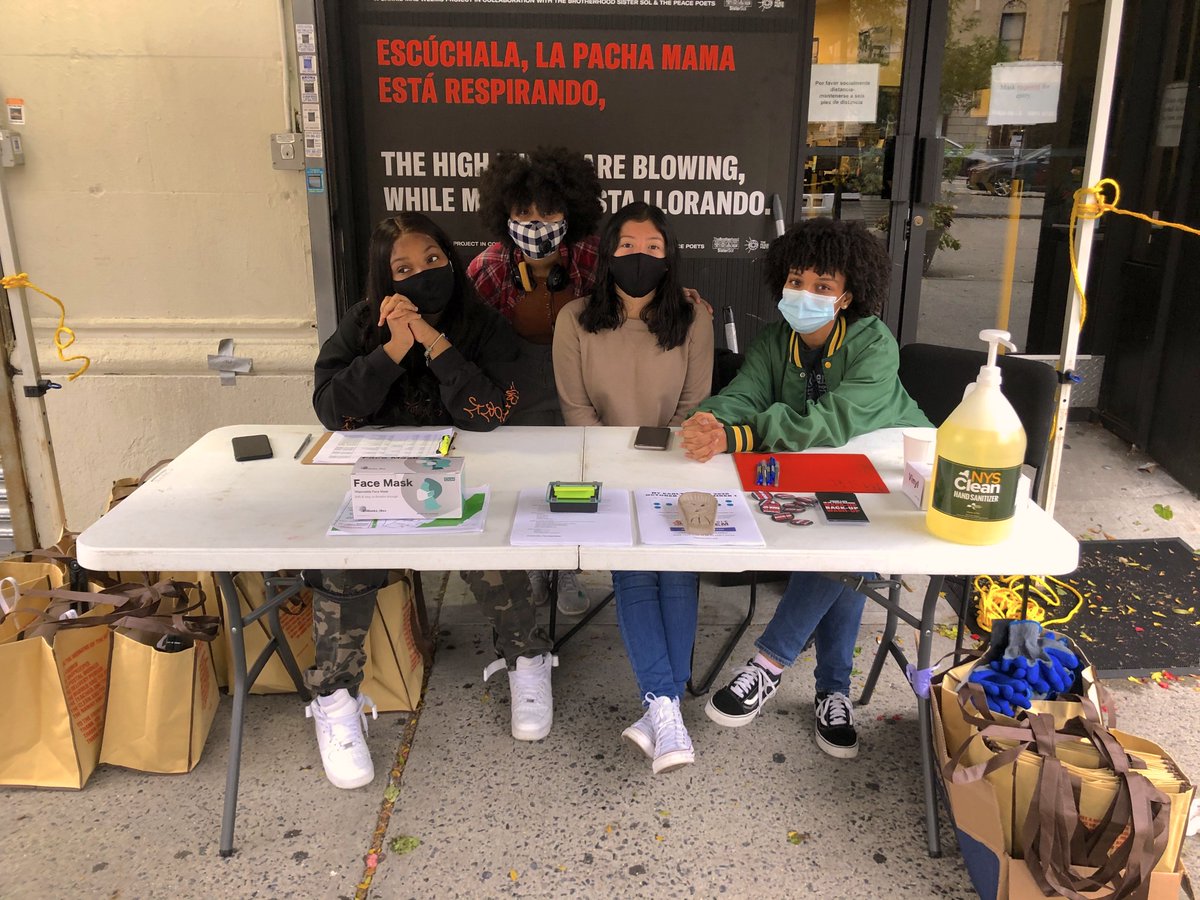 The youth of our Environmental Program joined #TeamUpToCleanUpWestHarlem hosted by @CB9Manhattan & MBP @galeabrewer's office this past wknd & helped beautify west harlem. Bro/Sis was also a hub for folks to receive cleaning kits in bags by our Artist in Residence @WEEMSCarrie.