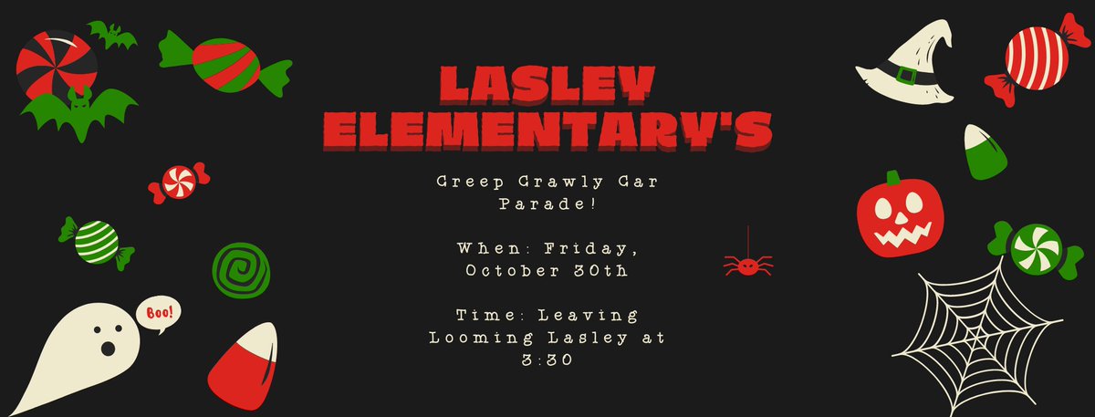 Come wave to us in your costumes! Lasley teachers and staff will have theirs on (and our cars will be dressed up too)!  #JeffcoHalloween #LasleyPride #HearUsRoar #ShineOn