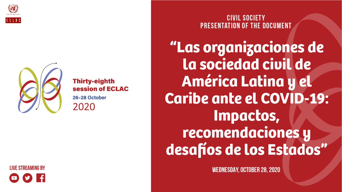 eclac_un's tweet photo. Don’t miss the participation of civil society organizations from Latin America & the Caribbean in the #ECLACsession2020! Follow the launch of two documents here 👉https://t.co/5Ftp7Sb0pc #PoliciesForActionECLAC #COVID19transformativerecovery https://t.co/BnjKVnX9Jl