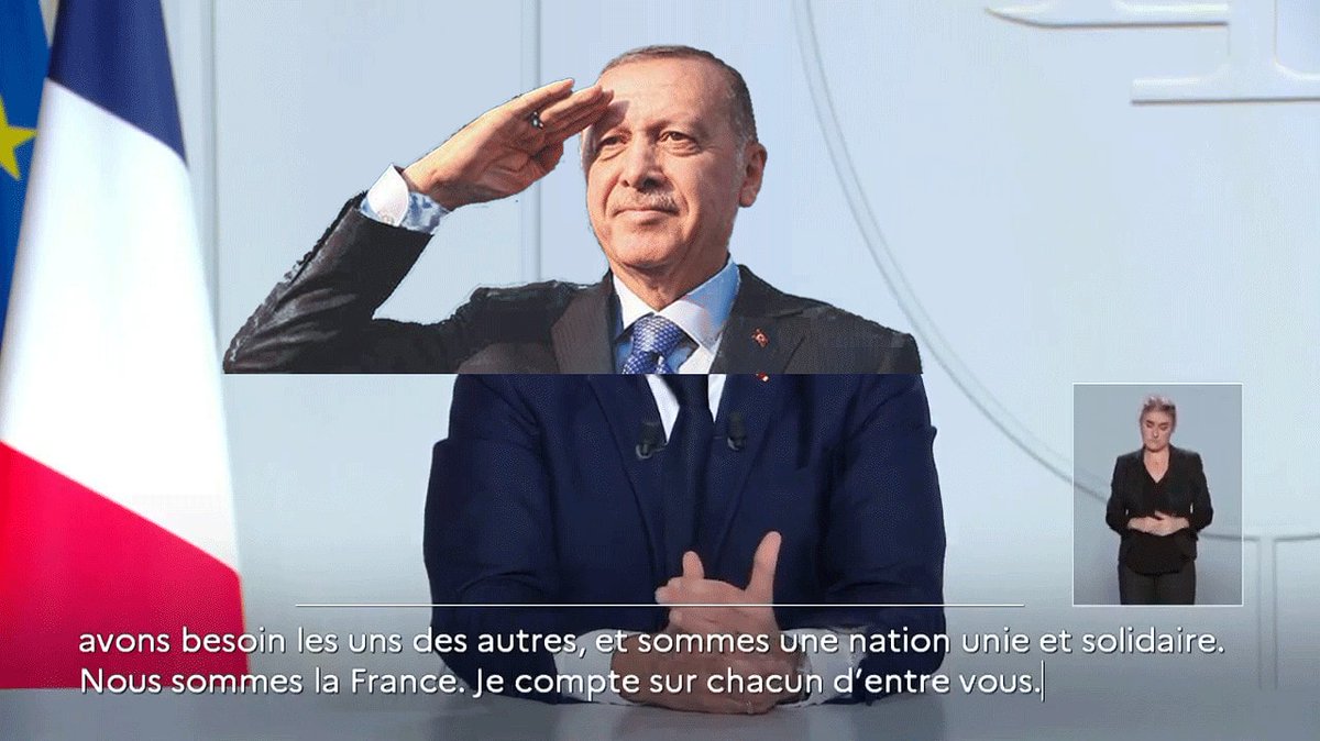 GN0Z0's tweet photo. Confiné.e.s. Mortalité. Solidarité Active. #macron #discours #carriature #erdogan #maxron #disxours #elysee https://t.co/aDqd8kr7Ds