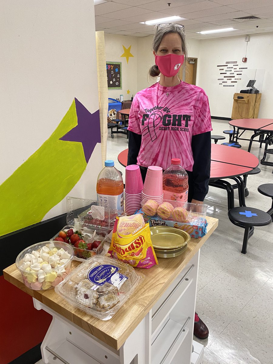 Irving_School's tweet photo. What’s the perfect snack during a rainy day staff meeting on Pink Out day? Anything pink of course! #weareirving #PinkOut2020 #staffsnacks https://t.co/UdDw9wLl03