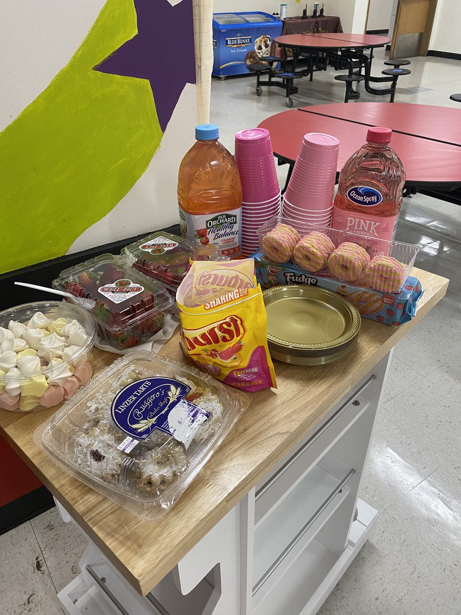 Irving_School's tweet photo. What’s the perfect snack during a rainy day staff meeting on Pink Out day? Anything pink of course! #weareirving #PinkOut2020 #staffsnacks https://t.co/UdDw9wLl03
