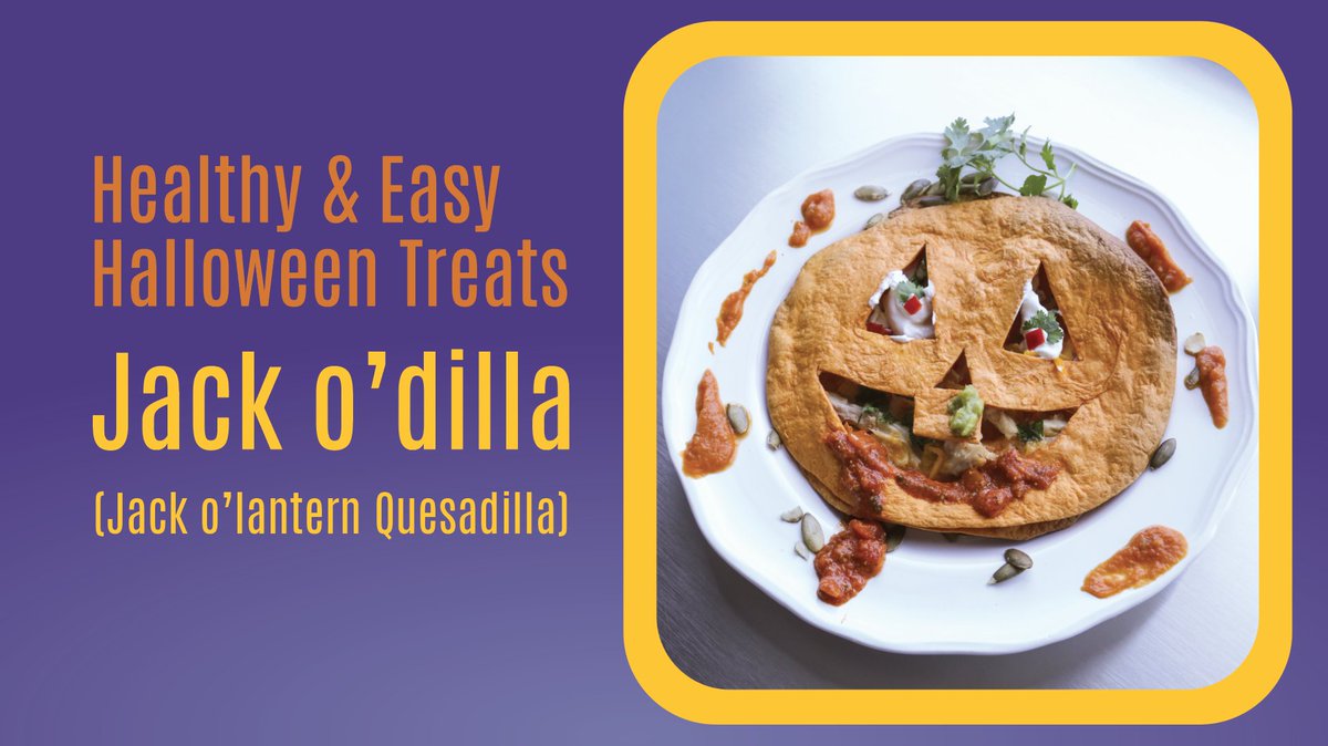 KeiserU's tweet photo. Trick-or-Healthy-Treats: Jack Oโdillas!
(Jack Oโlantern ๐ Quesadillas)
Watch: https://t.co/PbVjqJQyAo
KeiserU Dietetics & Nutrition are bringing you fast, healthy and easy recipes for Halloween!
#Keiserween2020 #KeiserHalloween #HealthyHalloween #HalloweenTreats #Jackolantern https://t.co/X22Oqauc98
