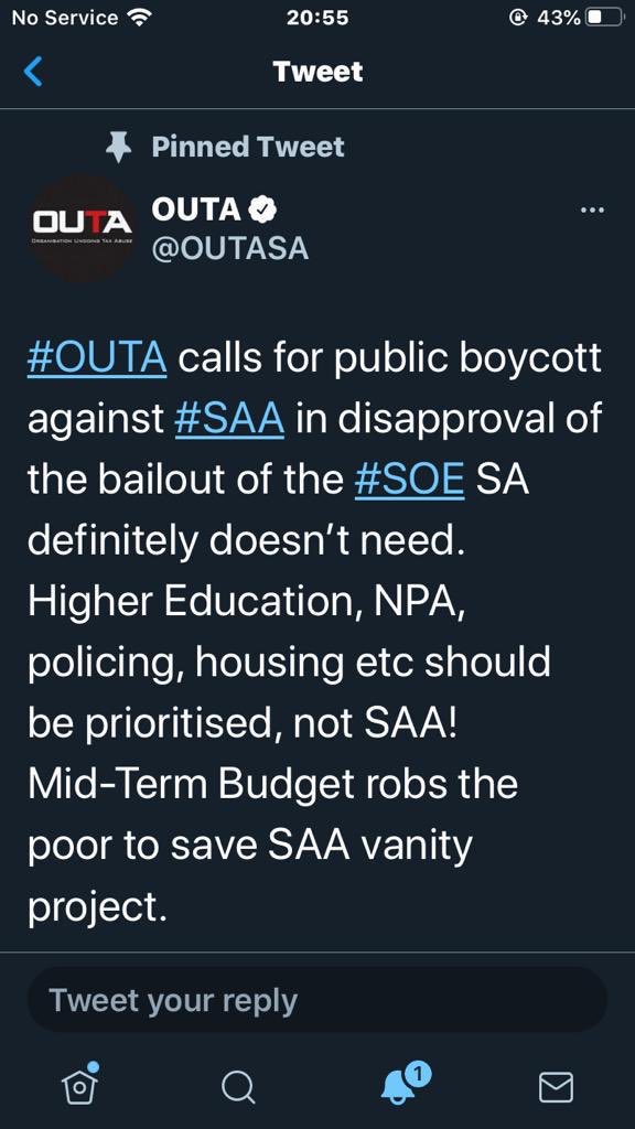 IrvinJimSA's tweet photo. This is absolute nonsense where was OUTA when all this months NUMSA and SACCA have been campaigning defending our countries National Airline this superior attitude of thinking and deciding what is good and bad for us is rejected it remind us the past #OUTA must hands  Off SAA. https://t.co/SA8T4G8zKN