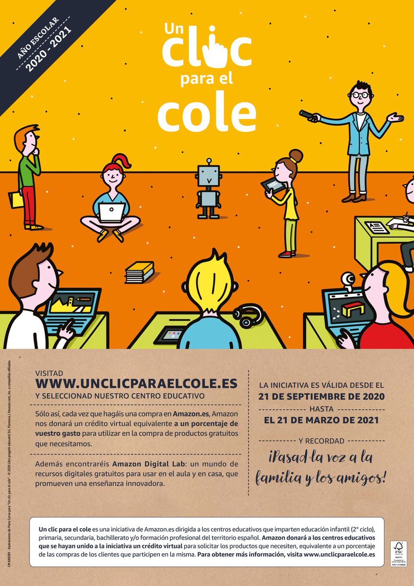 📌 Os presentamos "Un clic para el cole" una iniciativa de Amazon para poder donar "crédito virtual" al Colegio Alborada.
1.- Entra en la web de la iniciativa:
🔗 unclicparaelcole.es
2.- Elige nuestro centro.
3.- Comparte.
¡Pasa la voz a todos tus amigos! <a href="/AmazonNewsES/">Amazon.es Noticias</a>