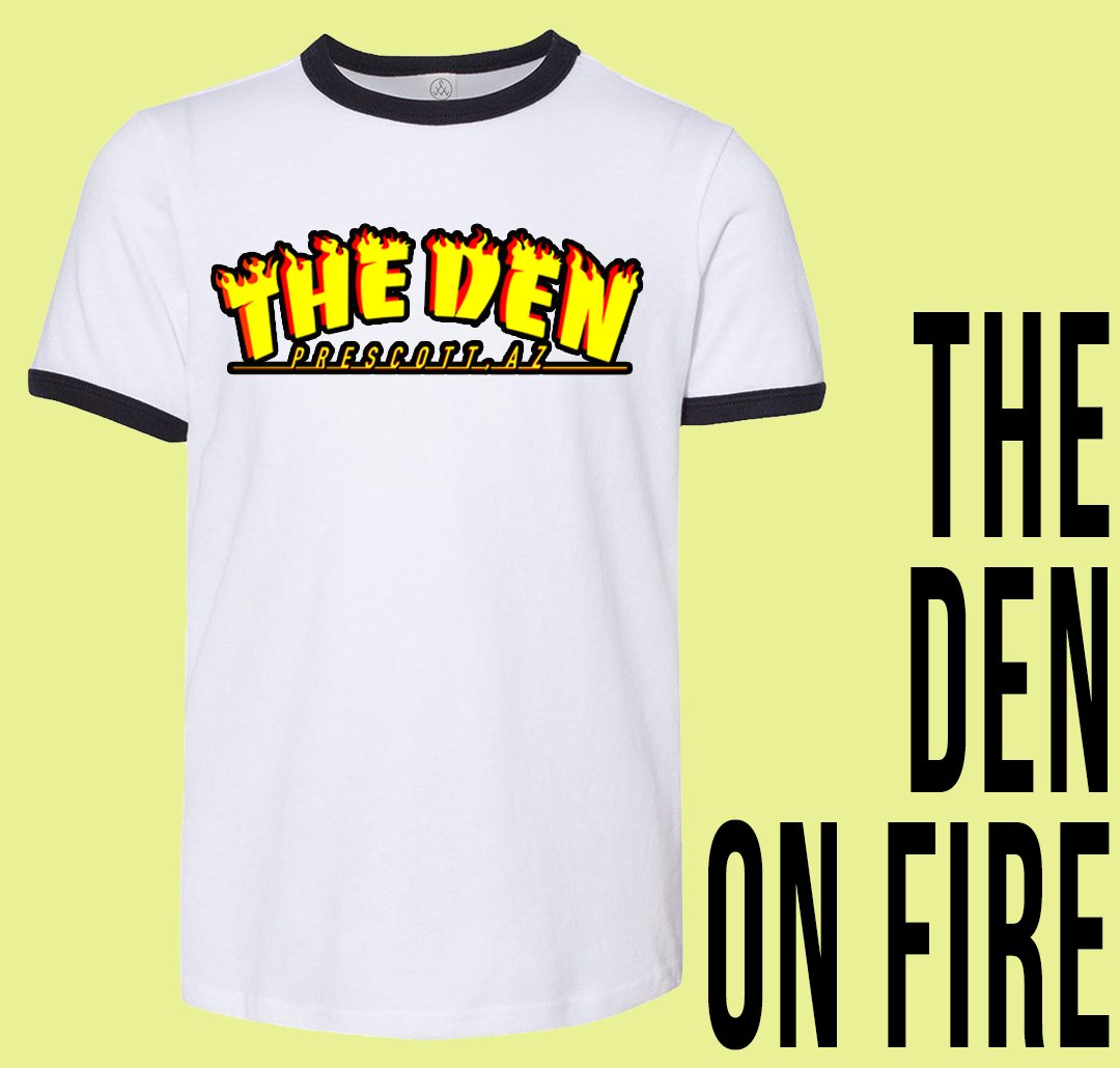 because who DOESN'T want a Den on Fire t-shirt? 🔥🔥🔥
Have you checked out our Kickstarter yet? Did you know you could get this shirt by donating to The Den? Click the link  and check out our Kickstarter for all the details.
👉🏼 thedenaz.com/links 👈🏼