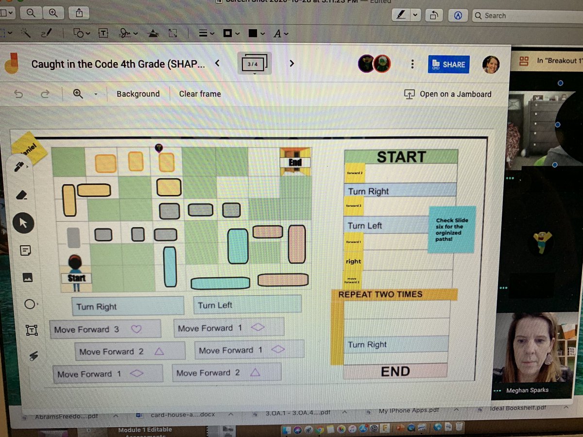 I love that kids can collaborate in small groups with Google Meet Breakout Rooms!! 4th &amp; 5th graders worked together to find combinations to locks in a digital breakout box. They used Jamboard to share ideas@adeDCSD #breakoutedu