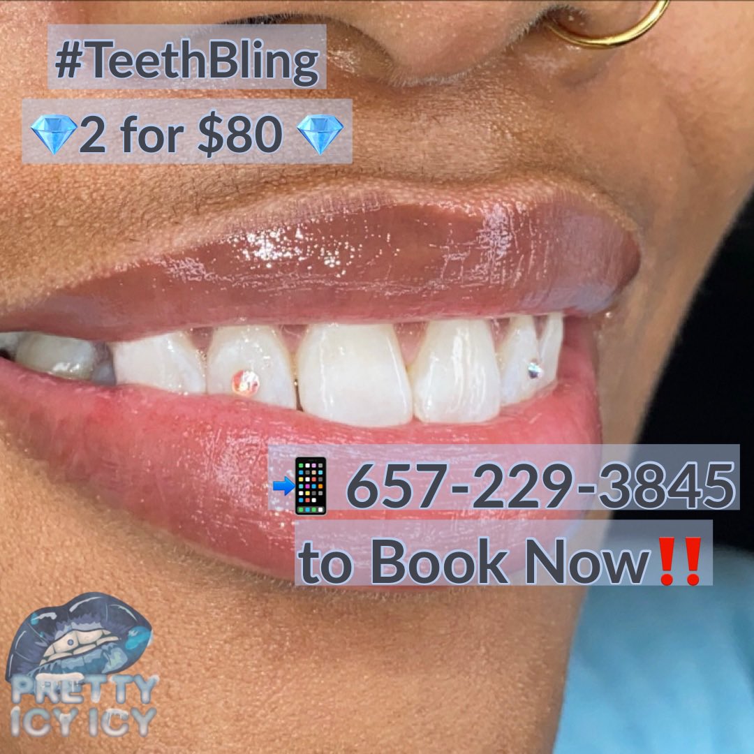 PrettyIcyIcy's tweet photo. #TeethBling 
💎2 for $80 💎 
📲 : 657-229-3845 to Book‼️
.
#icemeout #blingbling #teethbling #teethjewels #teeth
#bookme #teethgems #toothgems #kcmo #kansascity #kck #mo #ks #kansas #missouri #smile #bling #glitter #swarovskicrystals #swarovski #diamonds #PrettyIcyIcy https://t.co/daMJTR562M