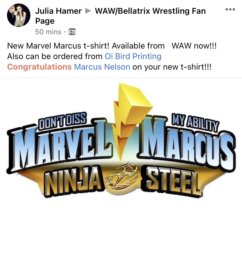 So excited to announce my new merchandise. This has been a dream of mine for a while now! Hope you all like it. You can get your t-shirt from the WAW shop or from Oi Bird Printing! <a href="/waw_uk/">World Association of Wrestling</a> 🥳 #wrestling #marvel #waw