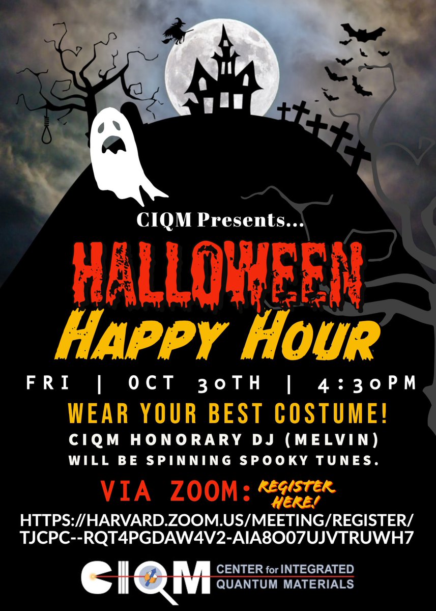 Ciqm_stc's tweet photo. Dear #CIQM Community,

Please join us for some spooky Halloween fun on Friday, October 30th @ 4:30 PM. There will be a costume contest, Halloween trivia as well as a live DJ. Registration for this event here: https://t.co/E93GcYDQHN #SciComm #Halloween https://t.co/G5Xc621dIp