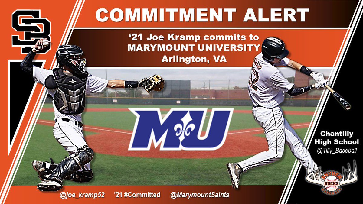 Snyder Baseball (@snyderbaseball) on Twitter photo Congrats to 2021 Catcher Joe Kramp on his Commitment to Marymount University! 🦌⚾️ <a href="/joe_kramp52/">Joe Kramp</a> <a href="/MarymountBASE/">Marymount Baseball</a> <a href="/Tilly_Baseball/">Chantilly Baseball</a> @PBRVirginiaDC Congrats to 2021 Catcher Joe Kramp on his Commitment to Marymount University! 🦌⚾️ <a href="/joe_kramp52/">Joe Kramp</a> <a href="/MarymountBASE/">Marymount Baseball</a> <a href="/Tilly_Baseball/">Chantilly Baseball</a> @PBRVirginiaDC