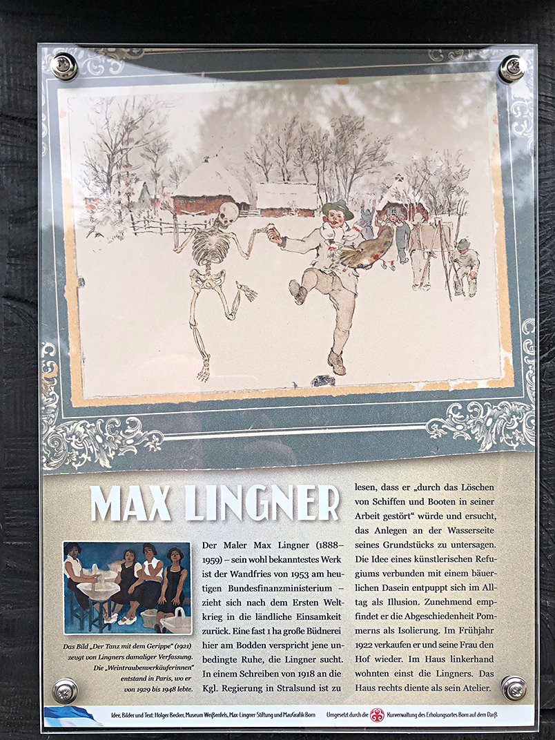 Max_Lingner's tweet photo. Eine Stele erinnert nun als Teil der Borner Kulturstraat an #MaxLingner's Zeit 1919-22 auf dem Darß #bornamdarß. Thomas Flierl, Vorsitzender der Max-Lingner-Stiftung traf sich aus diesem Anlass mit den Initiator*innen Holger Becker und Katharina und Joris Mau. @OZlive berichtete. https://t.co/zhb4FLfRSt