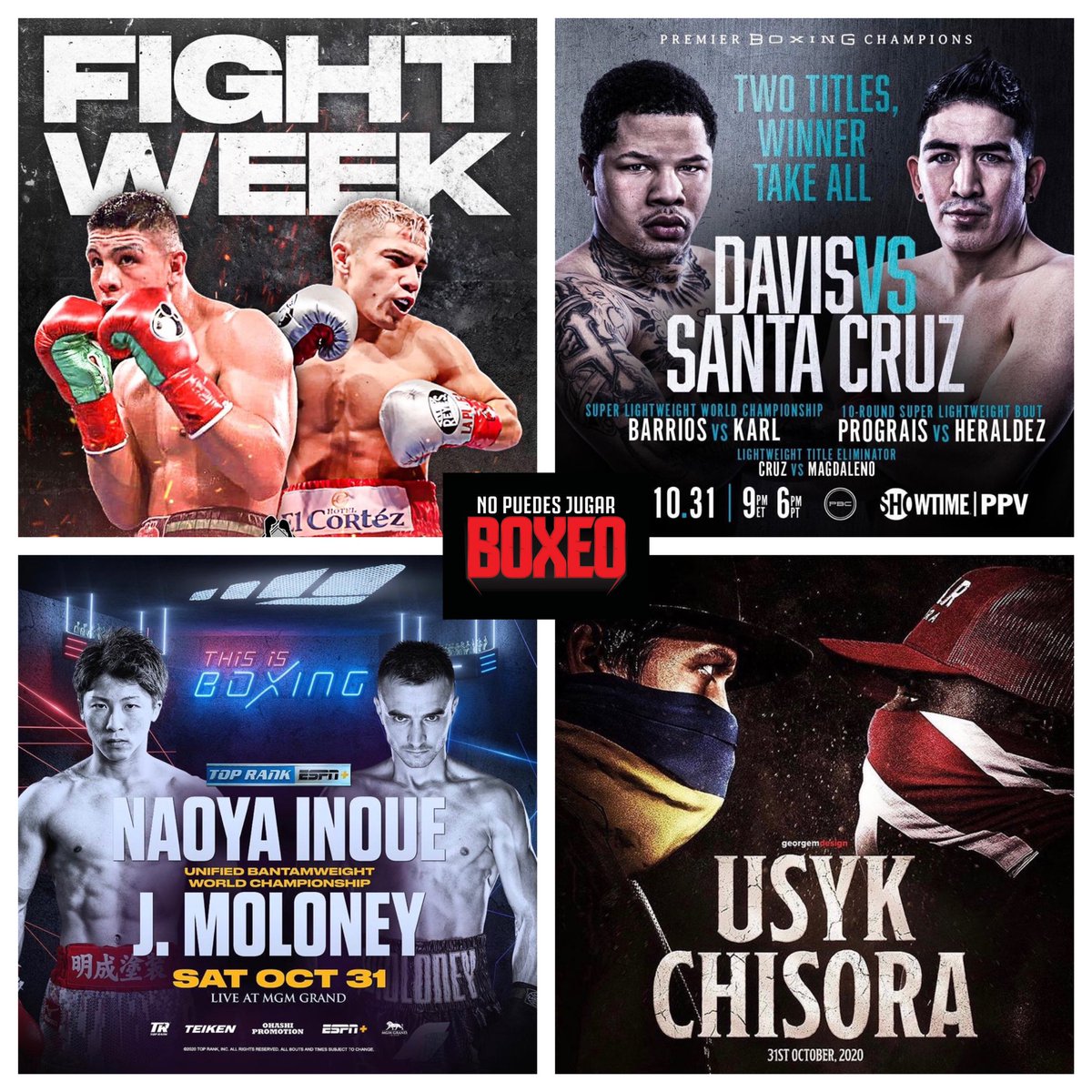 ‼️Enumera del 1 al 4 ¿Cuál crees que será la mejor pelea del fin de semana? ‼️🔥🥊
#nopuedesjugarboxeo #npjb #box #boxeo #boxing #boxeoprofesional #losangeles #california #dazn #toprank #toprankboxing #pbcboxing #goldenboypromotions #munguiajohnson #davissantacruz #inouemoloney https://t.co/EJtPfG1Gxy