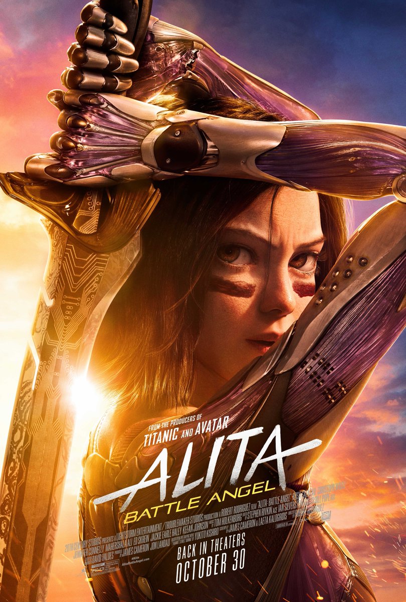 RottenTomatoes's tweet photo. An all-new poster for #AlitaBattleAngel's return to theaters this weekend. https://t.co/lStOnF8UaO