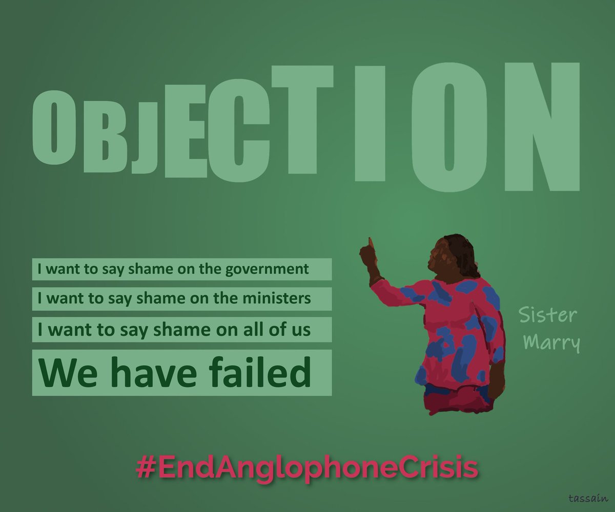 BenjaminClems's tweet photo. "OBJECTION!
I want to say shame on the government
I want to say shame on the ministers
I want to say shame on all of us. 
We have failed!"

Thank you Sister Marry! You're our National Treasure!
#FreeAllArrested
#StopTheWarInSouthernCameroon.
#TalksNotGuns https://t.co/J8LKRvvF0f