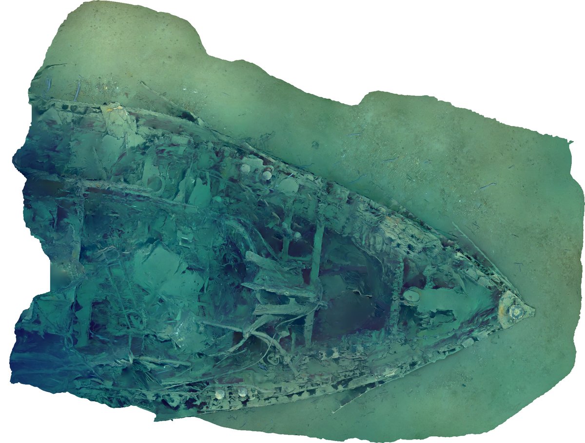 oceanexplorer's tweet photo. #ImageOfTheDay: October 28, 2020: This 3D image of the New Hope tugboat was generated from low-res images collected via ROV Deep Discoverer. The tug sank in 1965 in Gulf of Mexico during Tropical Storm Debbie in ~800 m (2,625 ft) of water.

Full caption: https://t.co/IG3QqchQNb https://t.co/0yG8CyjyH3