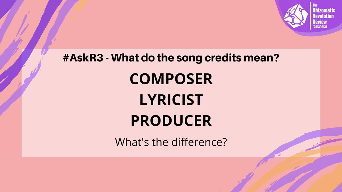 Singing & performing are art forms that require just as much work as songwriting. We love that  @BTS_twt members can sing, rap, perform AND write songs! Several also produce these songs. But what's the difference between Composer, Lyricist and Producer?   #AskR3A Thread