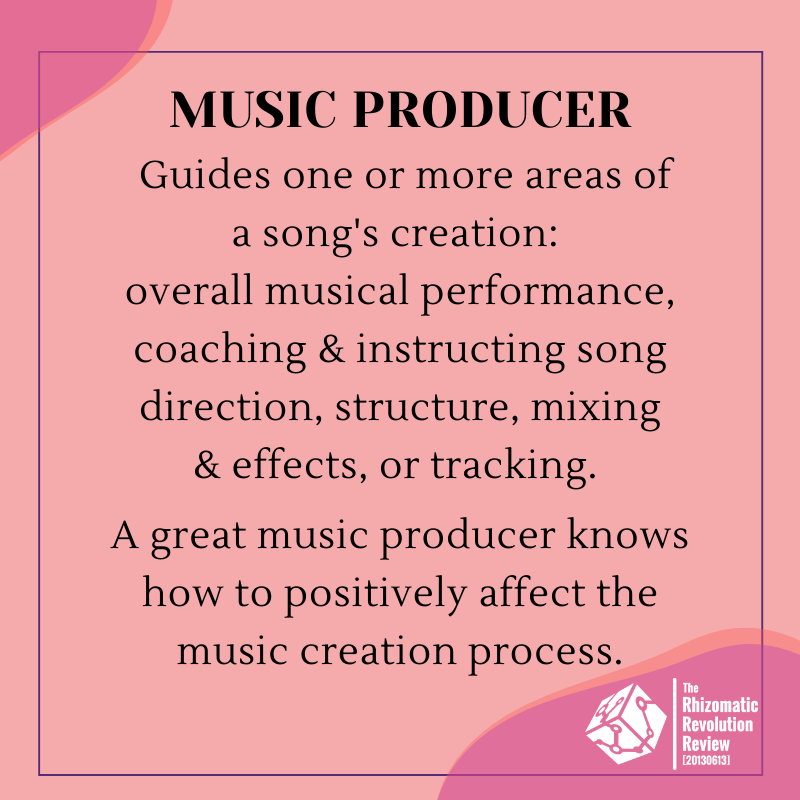 A MUSIC PRODUCER guides the musical direction of a song. They may also create instrumentals on a digital audio workstation (SUGA). Four  @BTS_twt members have their own production studios: Genius Lab, RKive, Hope World & Golden Closet.  https://twitter.com/BTS_twt/status/1070396413043855361