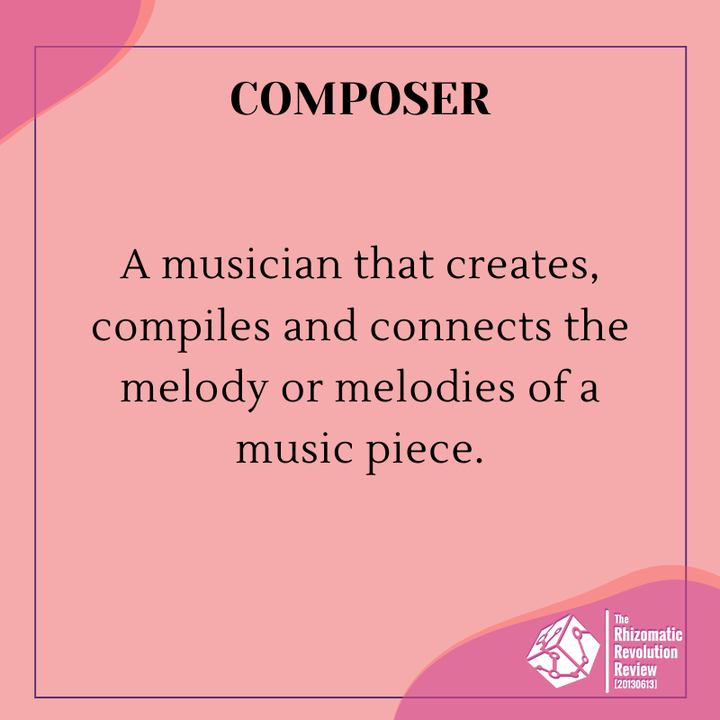A COMPOSER creates melodies. Melody = the musical notes that connect the lyrics.Melodies can be created on a piano, a digital audio workstation, loosely over an instrumental ("toplining", like  @BTS_twt V does in this video) or without instruments. https://twitter.com/BTS_twt/status/1254817417273851904