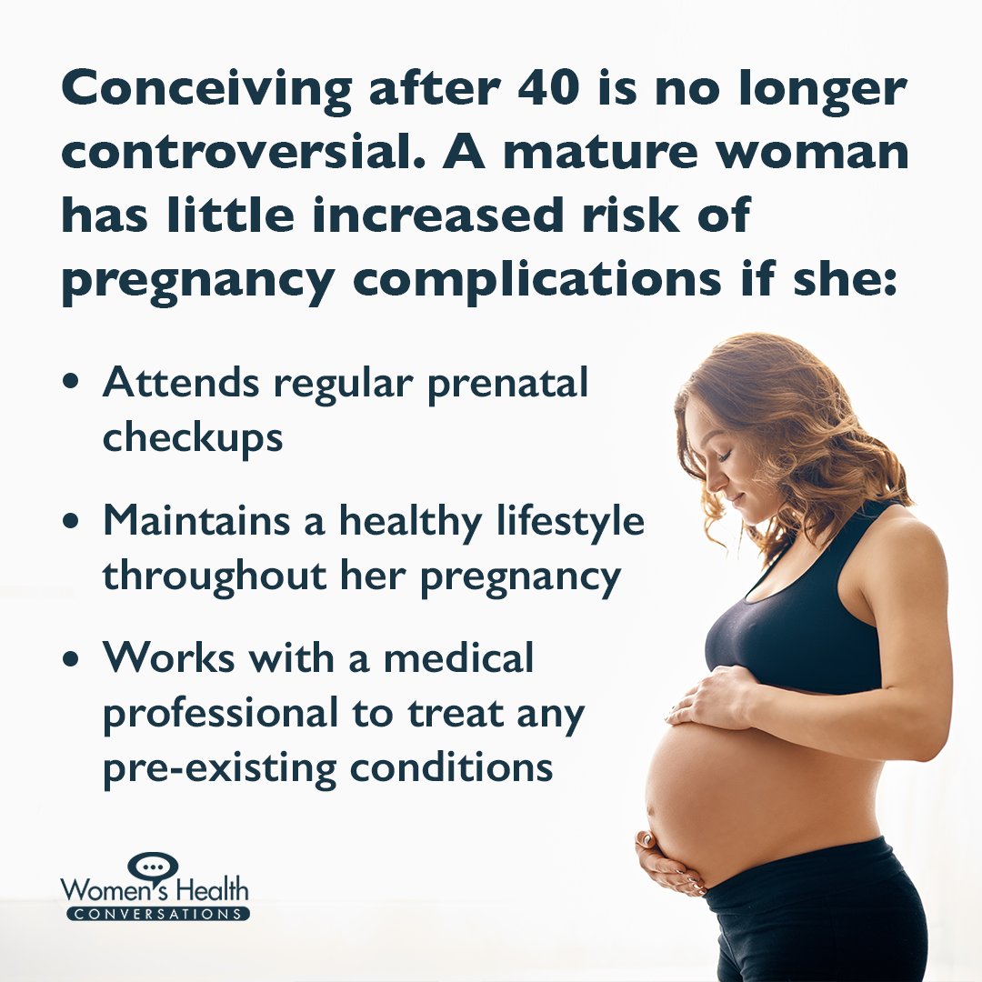 Advances in modern medicine have significantly improved outcomes for pregnant women over 40.

More here: womenshealthconversations.com/reproductive-h… <a href="/DrVondaWright/">Vonda Wright MD</a> #pregnancy #ttc