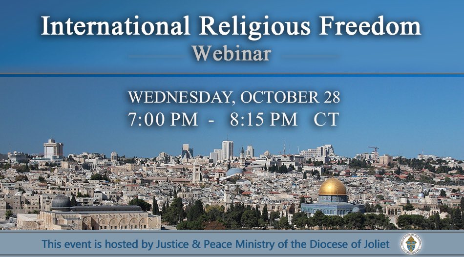 Following #InternationalReligiousFreedomDay yesterday, join me tonight at 7pm as I speak with the <a href="/DioceseofJoliet/">Diocese of Joliet</a> Justice &amp; Peace Office to discuss the importance of International Religous Freedom and explore its current threats.

You can register here: event.webinarjam.com/register/11/68…
