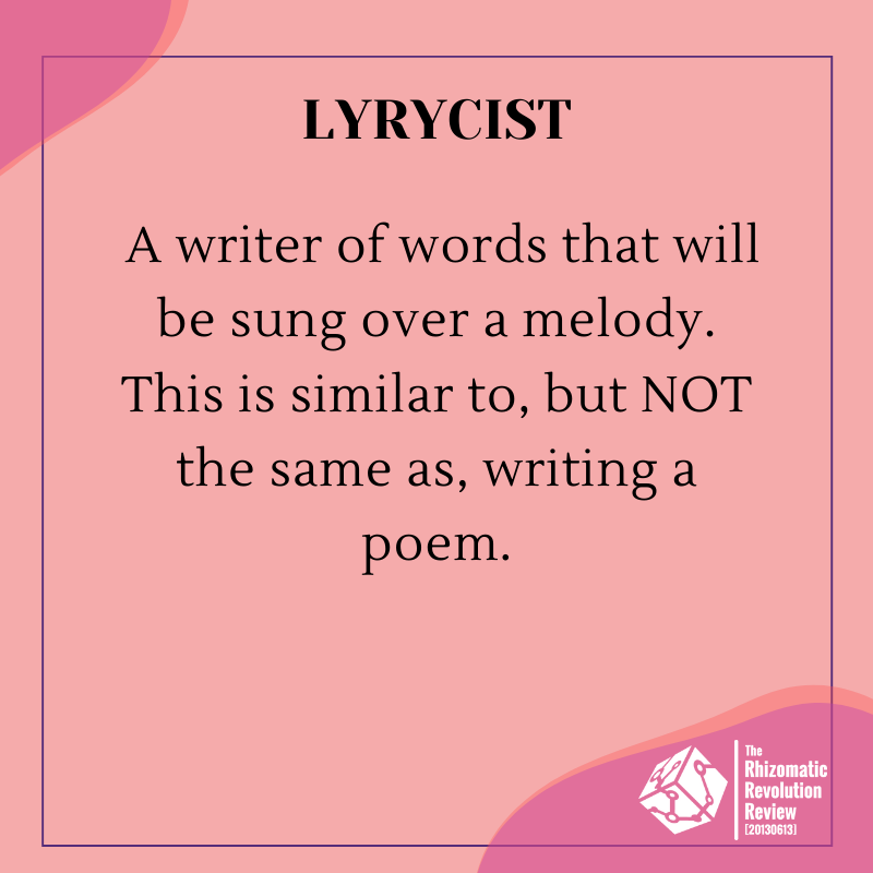 A LYRICIST writes words for a melody that's already composed or lyrics that may be transformed with new melodies.Writing lyrics is an art form with its own challenges (as seen from SUGA's drafts); similar to, but NOT the same as, writing poetry or prose. https://twitter.com/BTS_twt/status/1244163326285758465